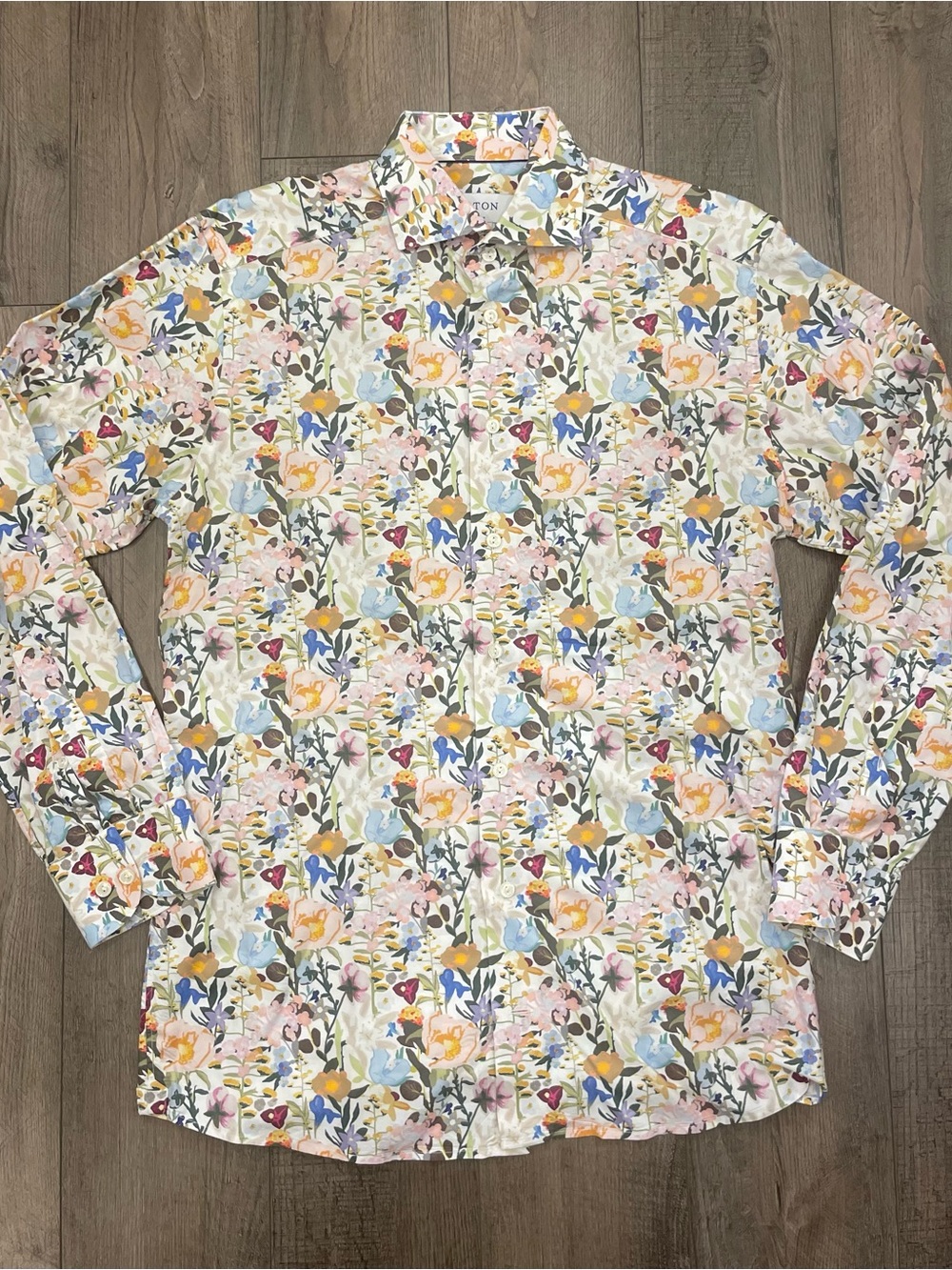 Eton Men’s Floral Print Shirt Size 39 / 15.5 100% Cotton Long Sleeve Button-Up